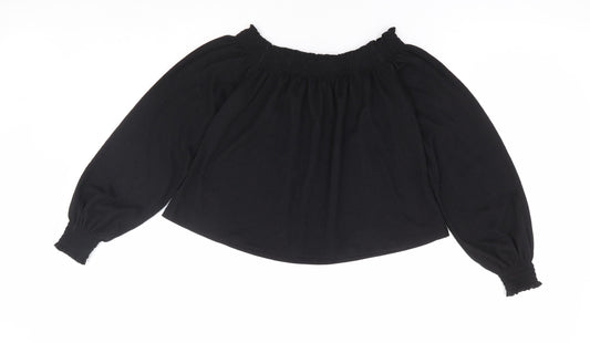 H&M Womens Black Polyester Cropped Blouse Size XS Off the Shoulder