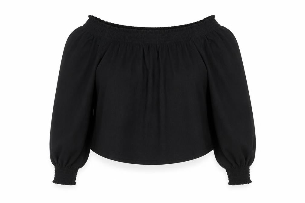 H&M Womens Black Polyester Cropped Blouse Size XS Off the Shoulder