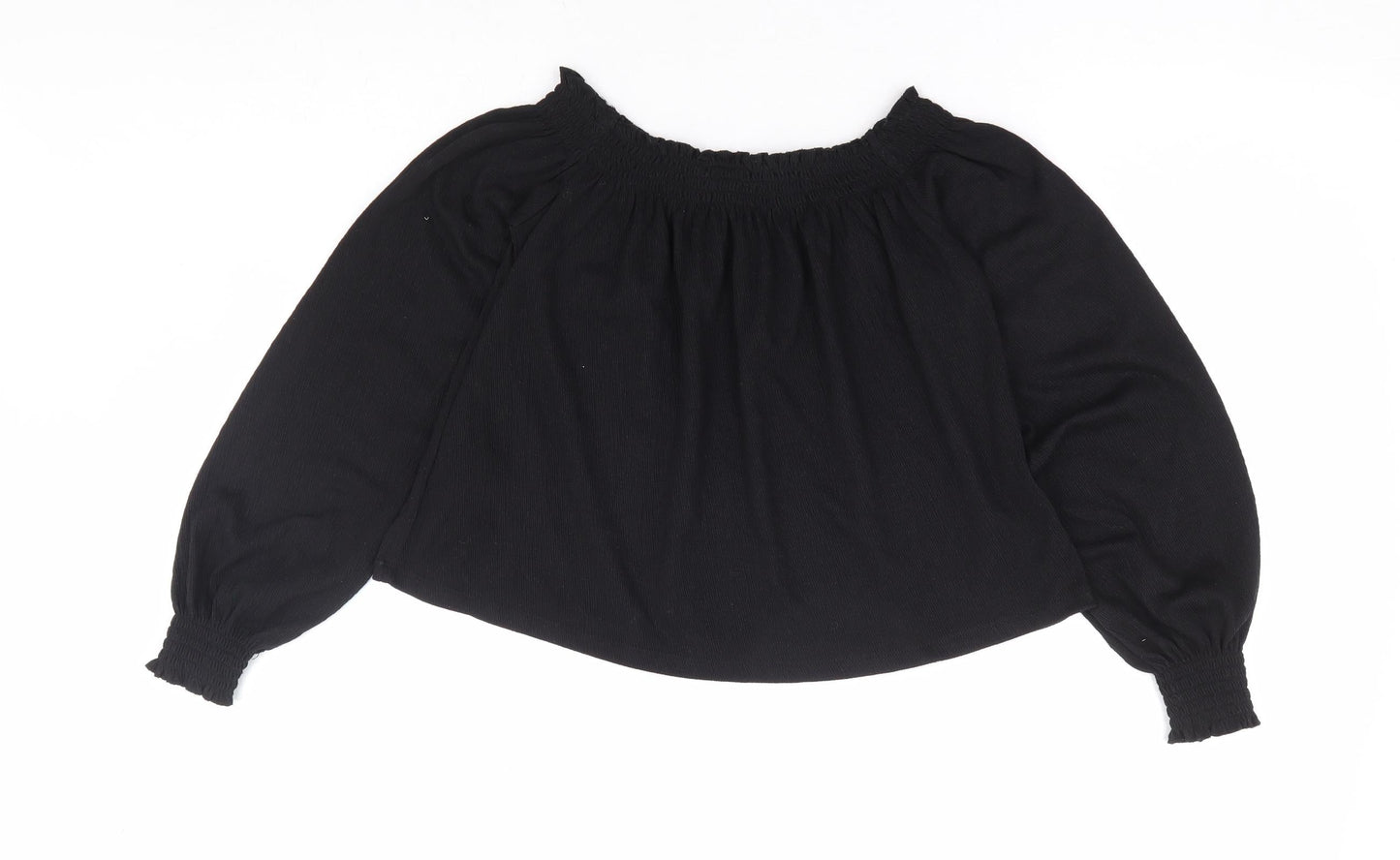 H&M Womens Black Polyester Cropped Blouse Size XS Off the Shoulder