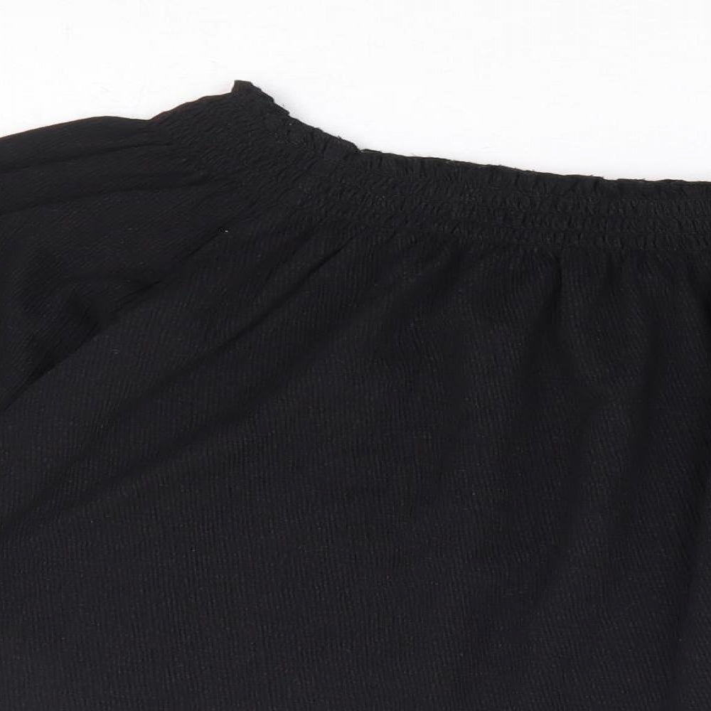 H&M Womens Black Polyester Cropped Blouse Size XS Off the Shoulder