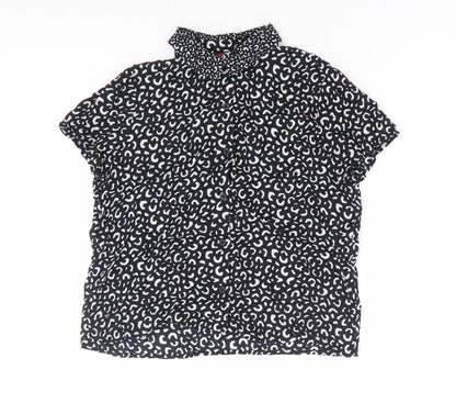 Divided by H&M Womens Black Geometric Modal Basic Button-Up Size 6 Collared