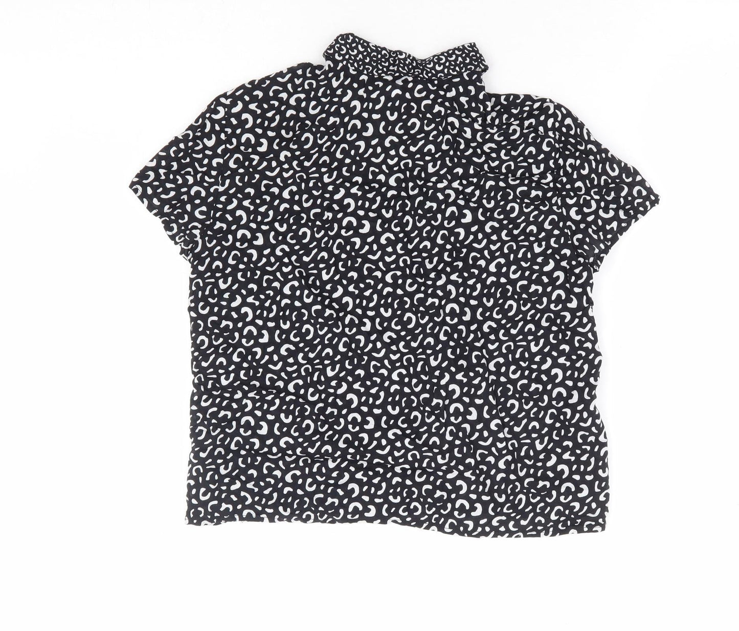 Divided by H&M Womens Black Geometric Modal Basic Button-Up Size 6 Collared