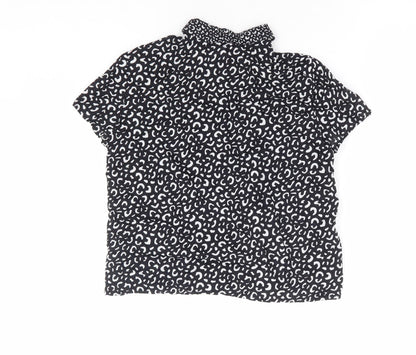 Divided by H&M Womens Black Geometric Modal Basic Button-Up Size 6 Collared