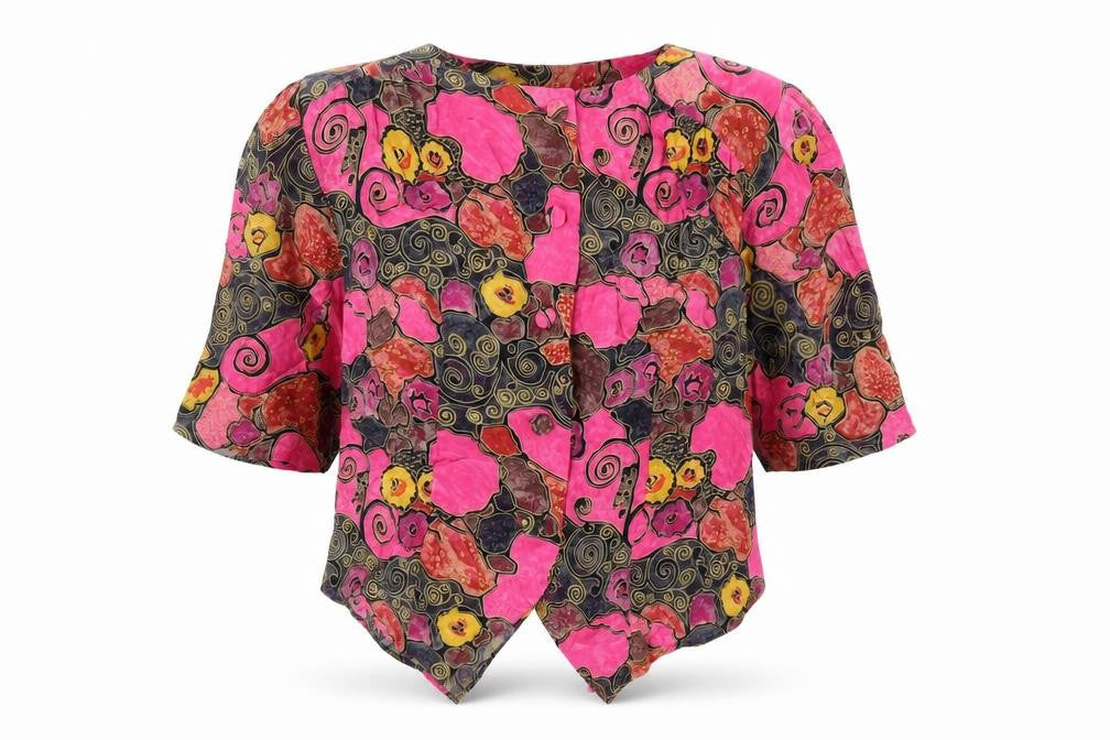 Vivienne Lawrence Womens Multicoloured Geometric Viscose Basic Button-Up Size 12 Round Neck