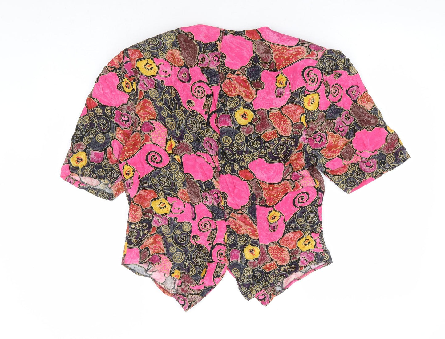 Vivienne Lawrence Womens Multicoloured Geometric Viscose Basic Button-Up Size 12 Round Neck