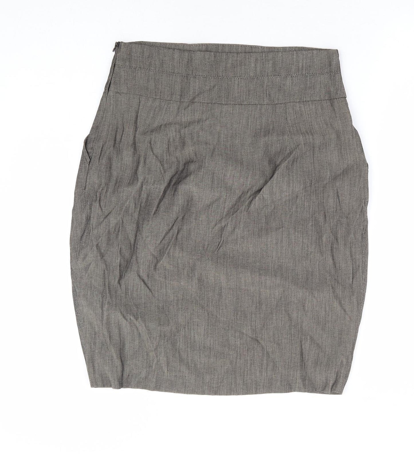 Zara Womens Brown Viscose Tulip Skirt Size M Zip