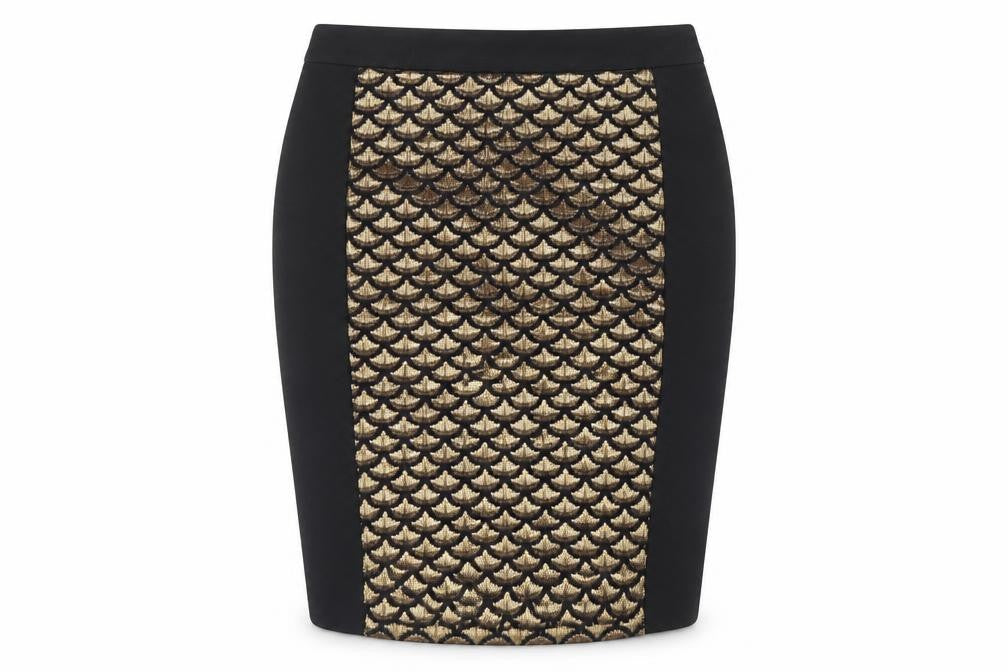 BiBA Womens Black Geometric Polyester Straight & Pencil Skirt Size 10 Zip