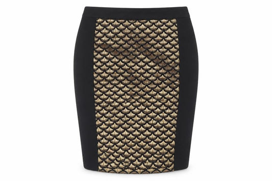 BiBA Womens Black Geometric Polyester Straight & Pencil Skirt Size 10 Zip