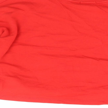 Bershka Womens Red 100% Cotton Pullover Sweatshirt Size M Pullover - Cropped