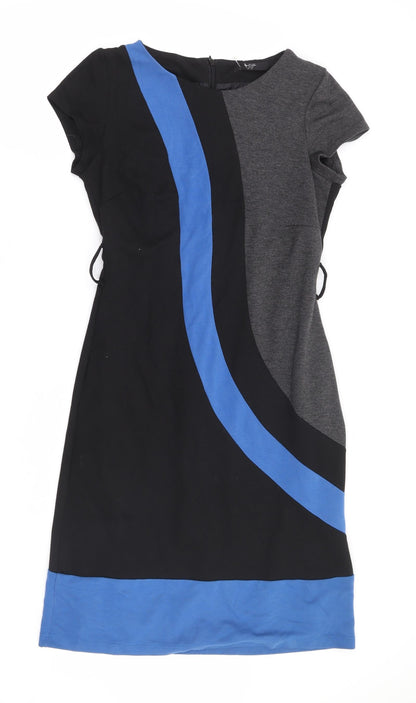 BHS Womens Multicoloured Polyester Pencil Dress Size 10 Round Neck Zip - Colourblpock