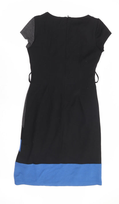 BHS Womens Multicoloured Polyester Pencil Dress Size 10 Round Neck Zip - Colourblpock