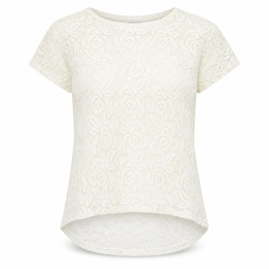 Cut Loose Womens White Geometric Cotton Basic T-Shirt Size M Round Neck