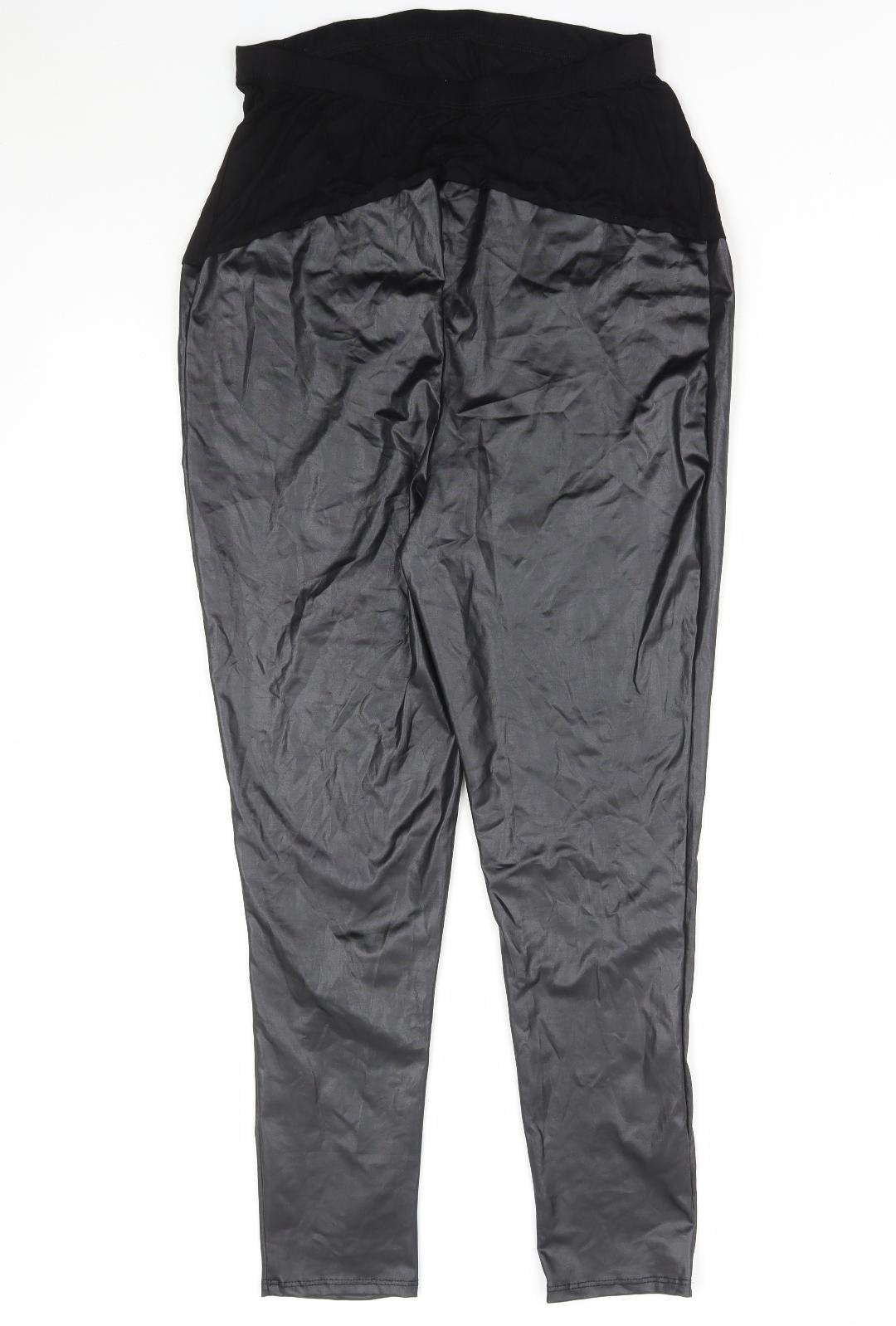 Boohoo Womens Black Viscose Jogger Leggings Size 12 L26 in