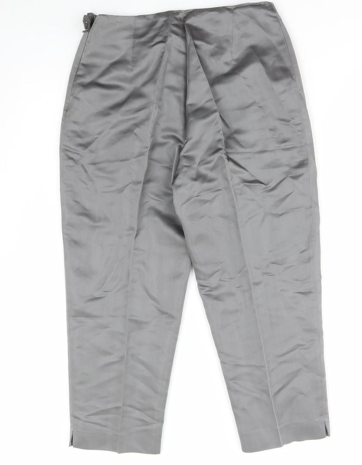 NEXT Womens Grey Acetate Trousers Size 12 L22 in Regular Zip