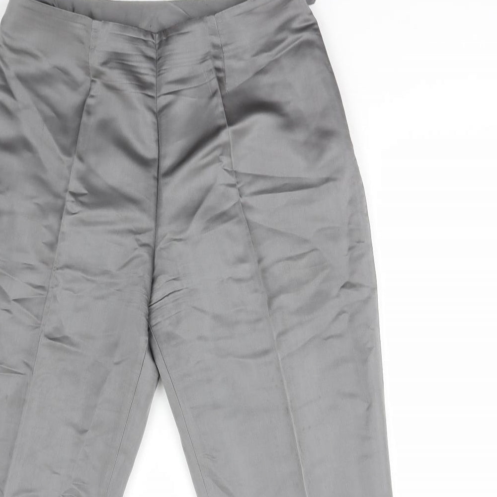 NEXT Womens Grey Acetate Trousers Size 12 L22 in Regular Zip