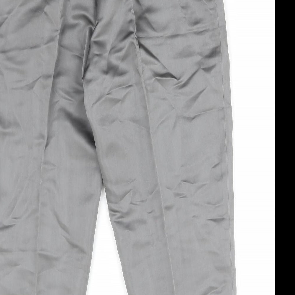 NEXT Womens Grey Acetate Trousers Size 12 L22 in Regular Zip