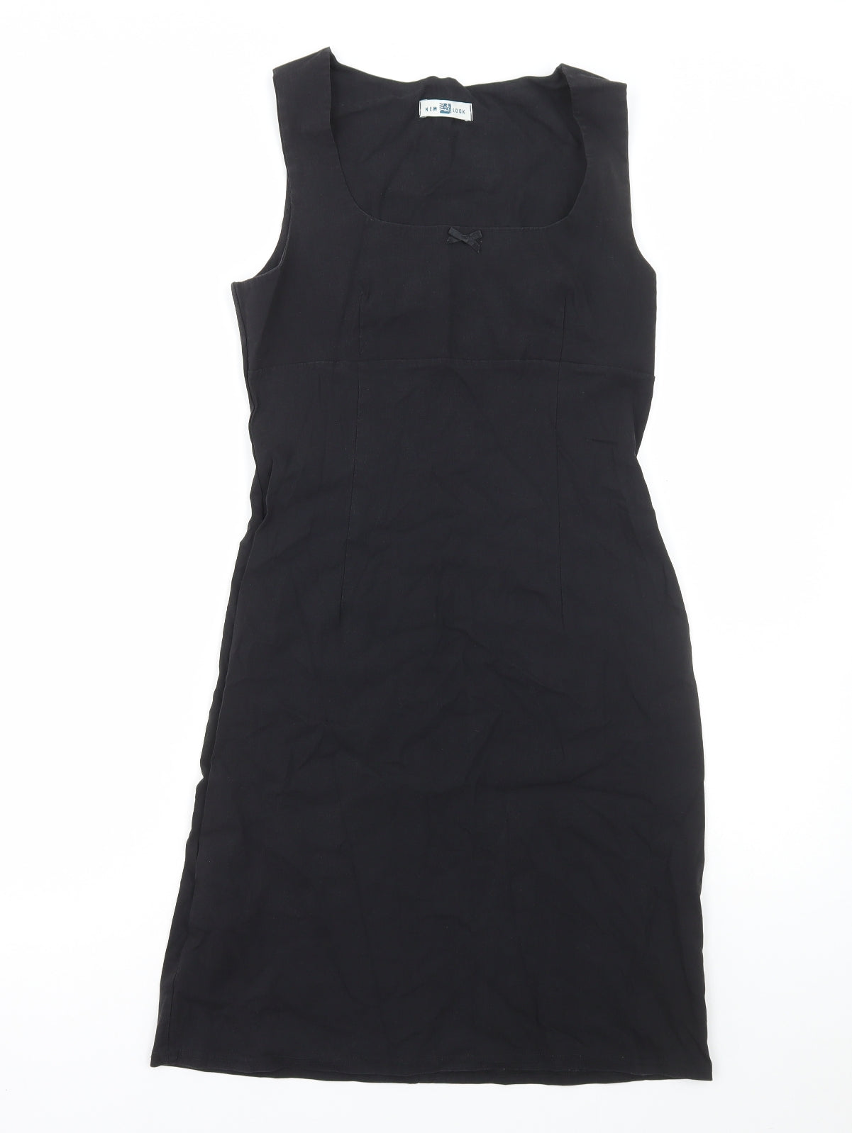 New Look Womens Black Viscose A-Line Size 14 Square Neck Pullover