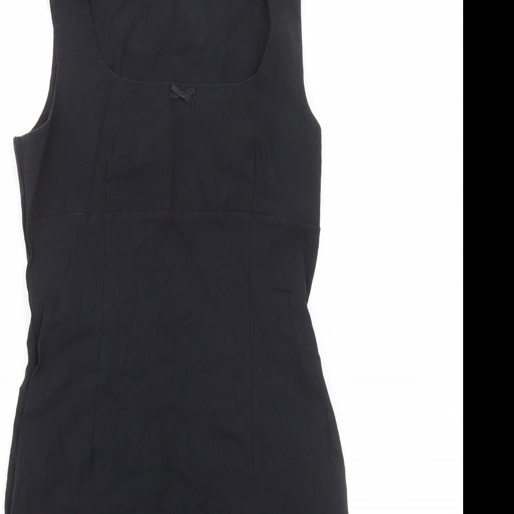 New Look Womens Black Viscose A-Line Size 14 Square Neck Pullover