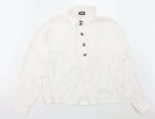 Dororthy Perkins Womens White Viscose Basic Button-Up Size 6 Collared