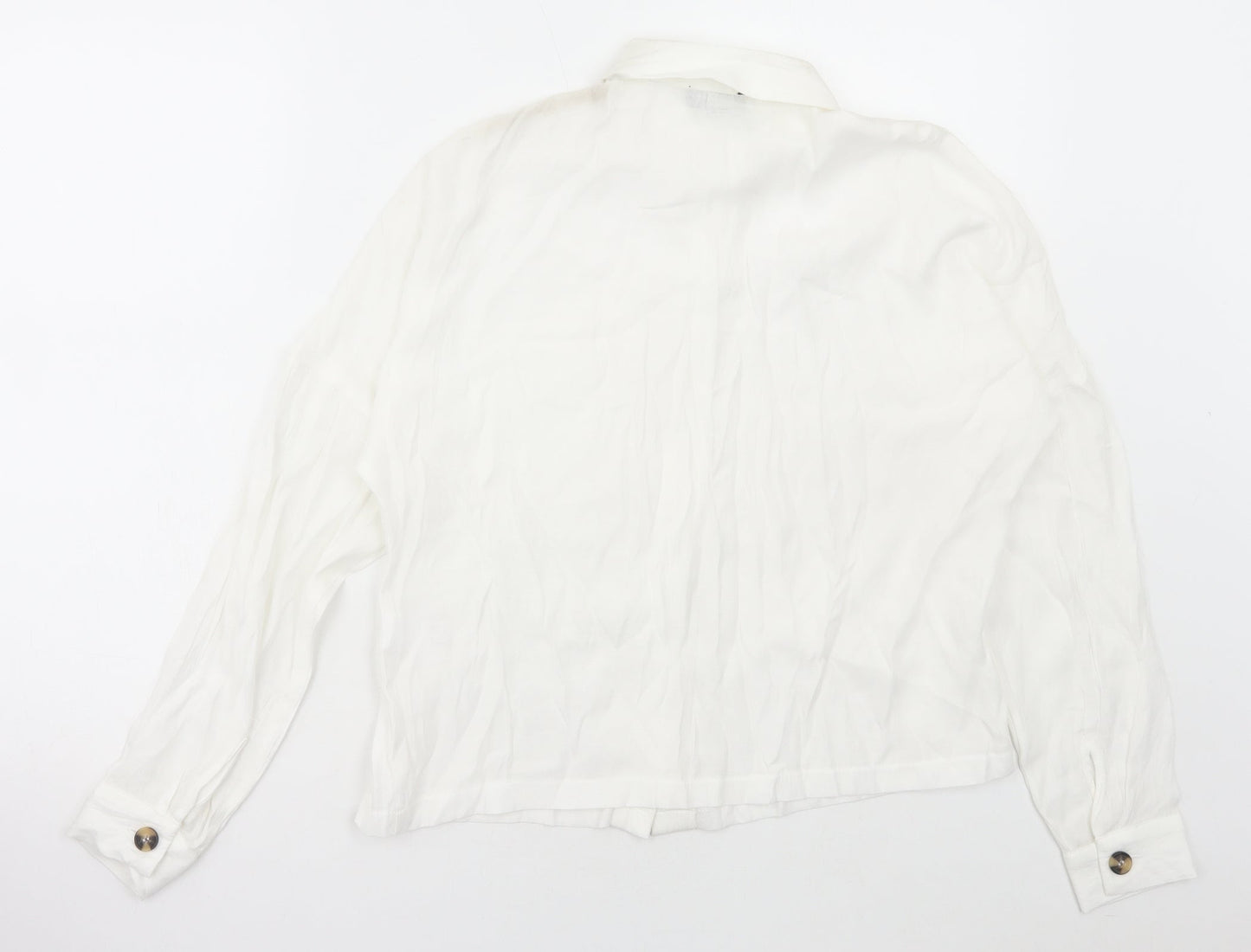 Dororthy Perkins Womens White Viscose Basic Button-Up Size 6 Collared