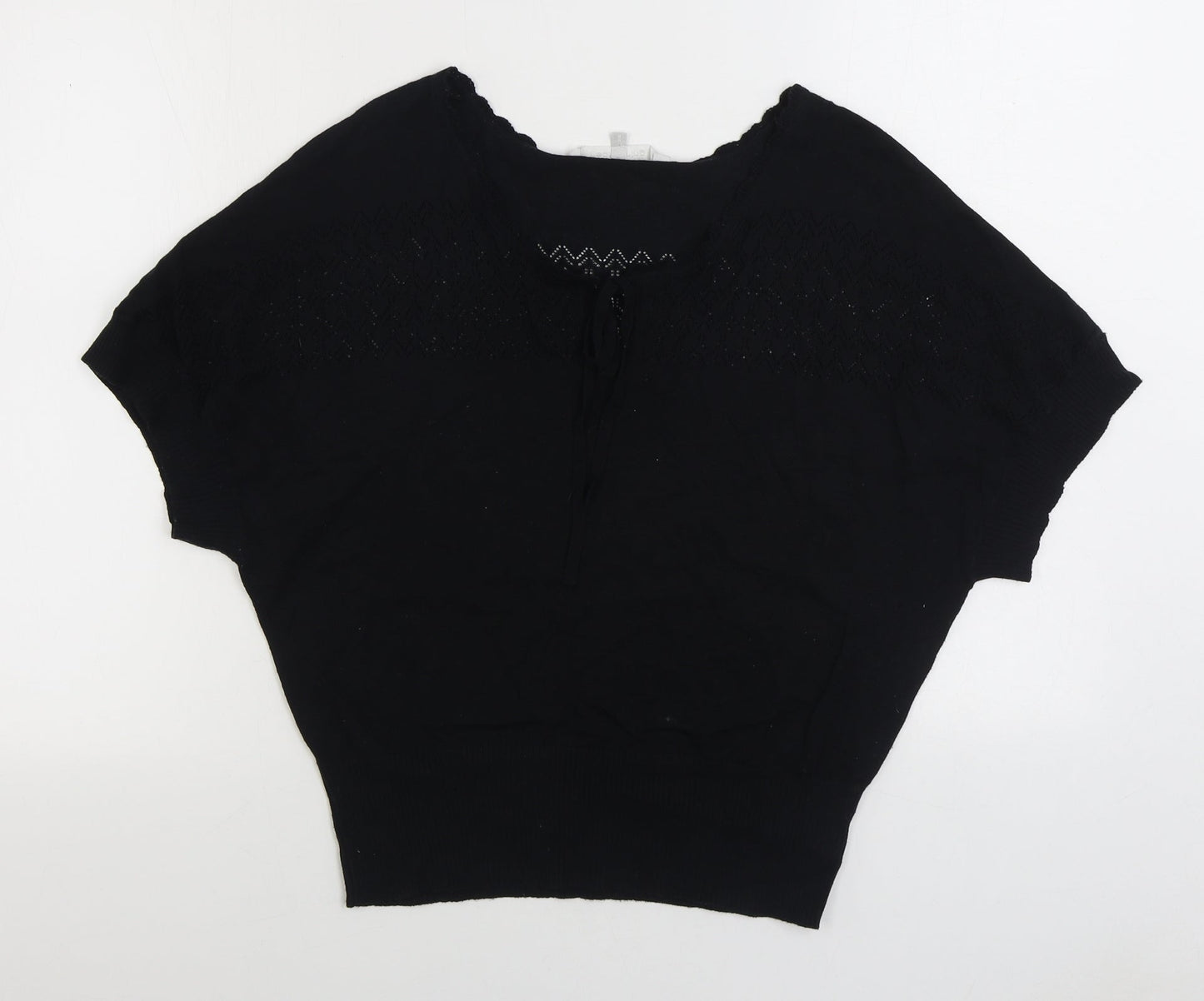 Red Herring Womens Black Scoop Neck Acrylic Pullover Jumper Size 14