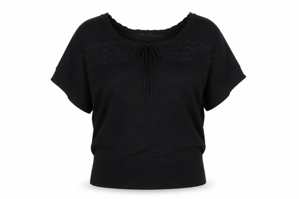Red Herring Womens Black Scoop Neck Acrylic Pullover Jumper Size 14