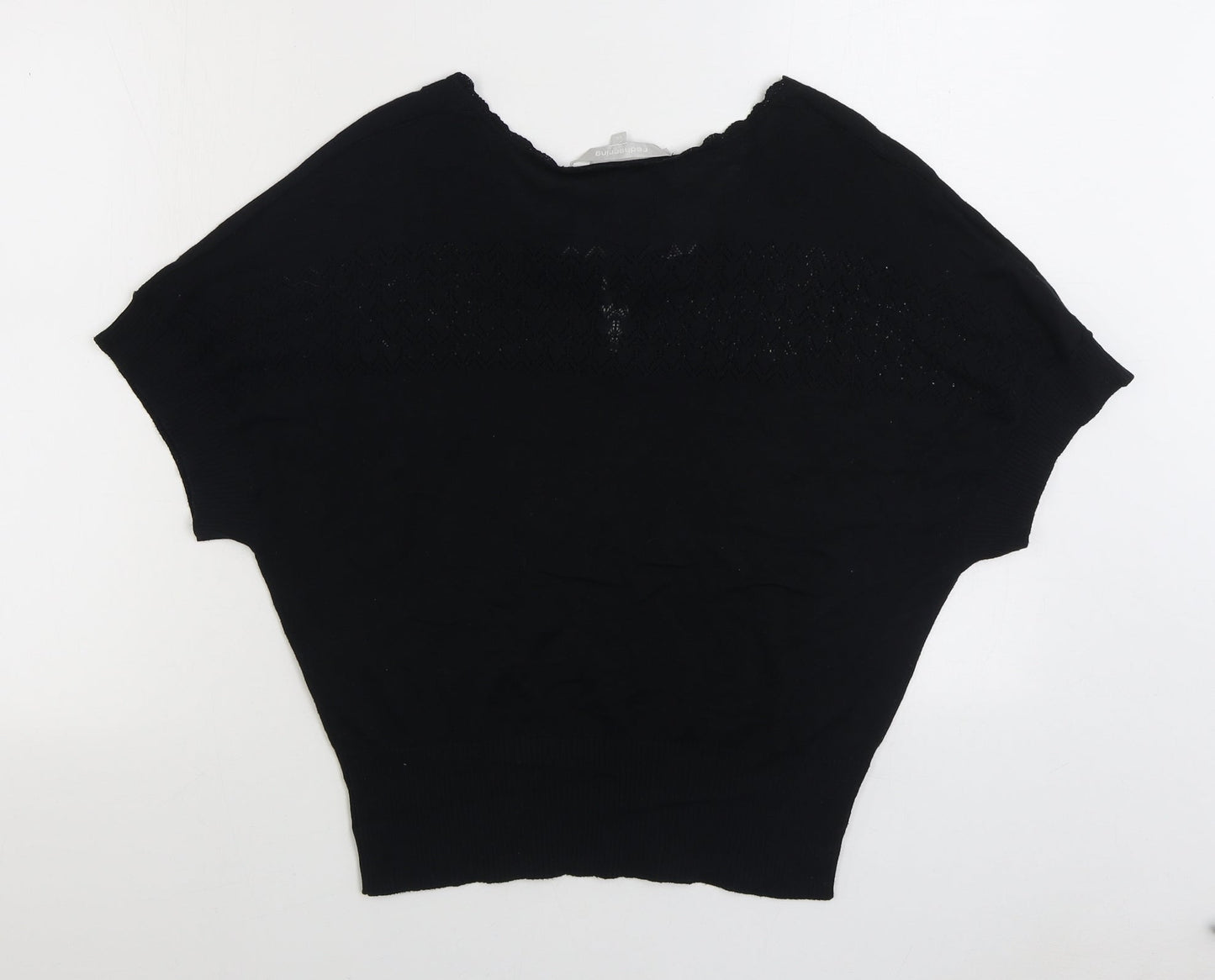 Red Herring Womens Black Scoop Neck Acrylic Pullover Jumper Size 14