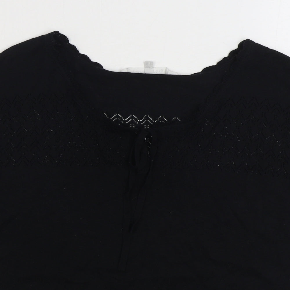 Red Herring Womens Black Scoop Neck Acrylic Pullover Jumper Size 14