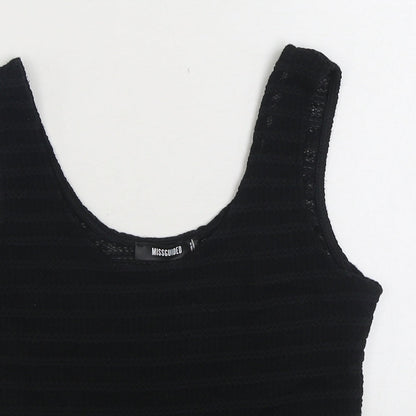 Missguided Womens Black Polyester Basic Tank Size 6 Scoop Neck