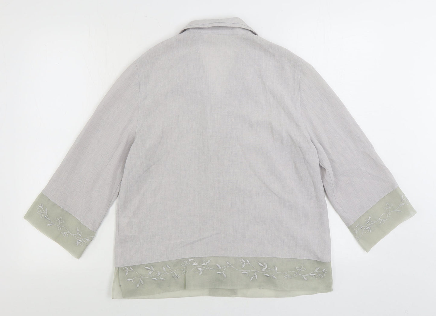 Gold Womens Grey Acetate Basic Button-Up Size 12 V-Neck