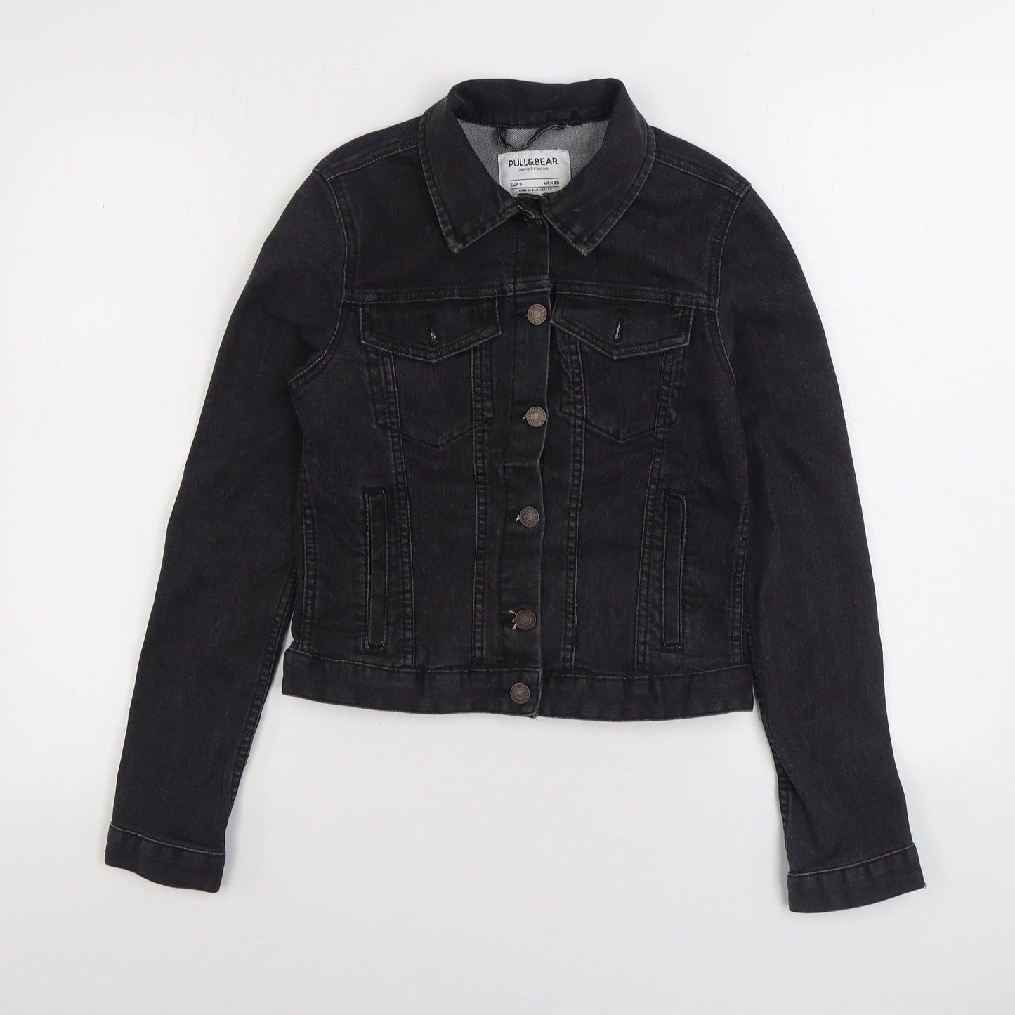 Pull & Bear Womens Black Jacket Size S Button