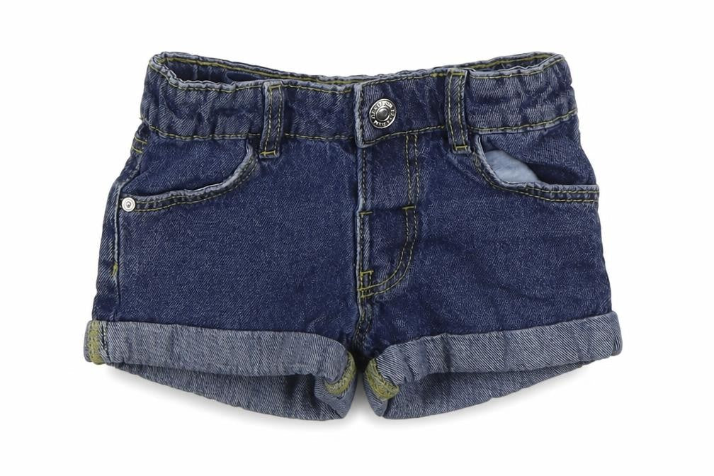 Denim & Co. Girls Blue Cotton Hot Pants Shorts Size 3-4 Years Regular Zip