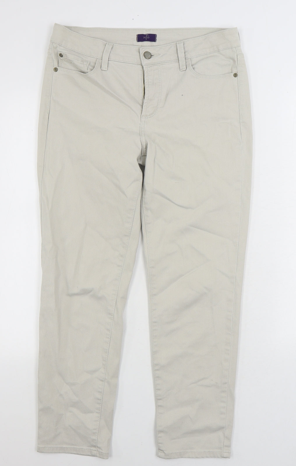 NXD Womens Beige Cotton Straight Jeans Size 10 L27 in Regular Zip