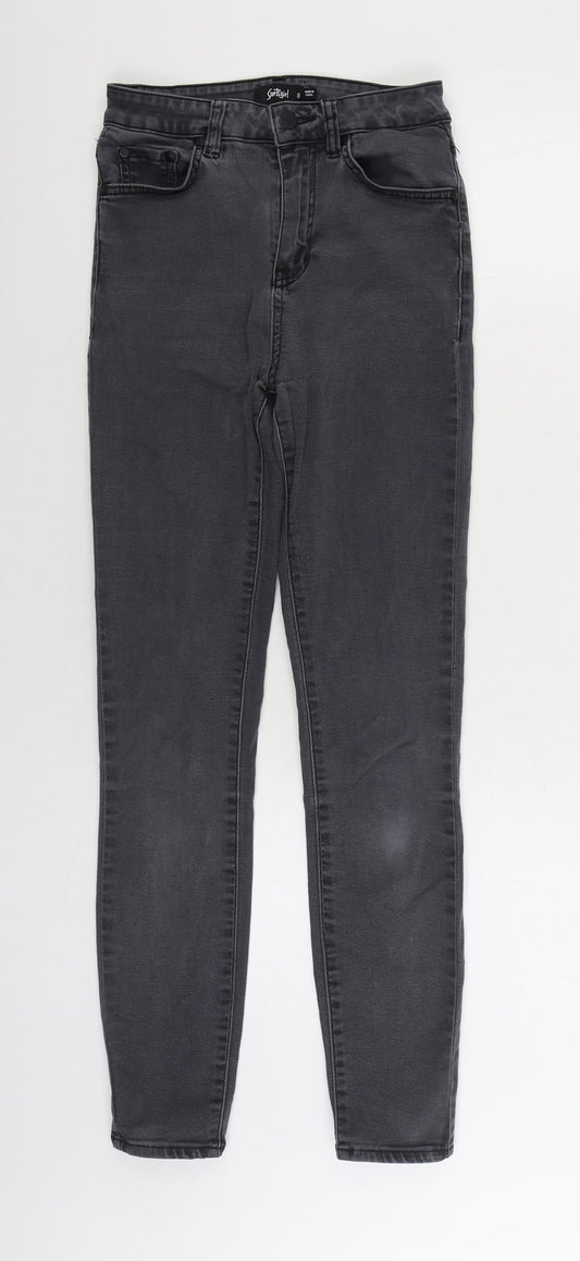 Sportsgirl Womens Black Cotton Skinny Jeans Size 8 L28 in Regular Zip