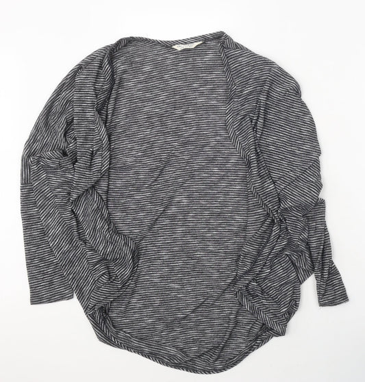 Miss Selfridge Womens Grey Round Neck Striped Polyester Cardigan Jumper Size 10