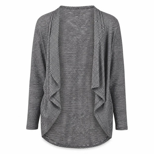 Miss Selfridge Womens Grey Round Neck Striped Polyester Cardigan Jumper Size 10