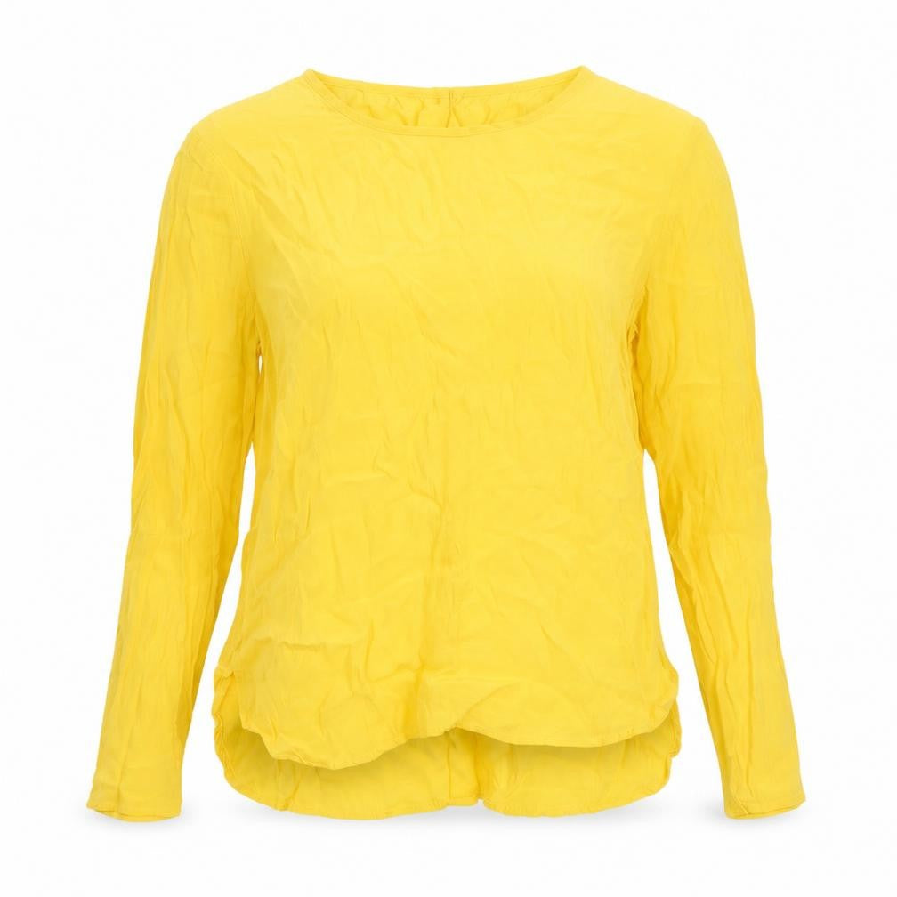 h7M Womens Yellow Polyester Basic Blouse Size M Round Neck