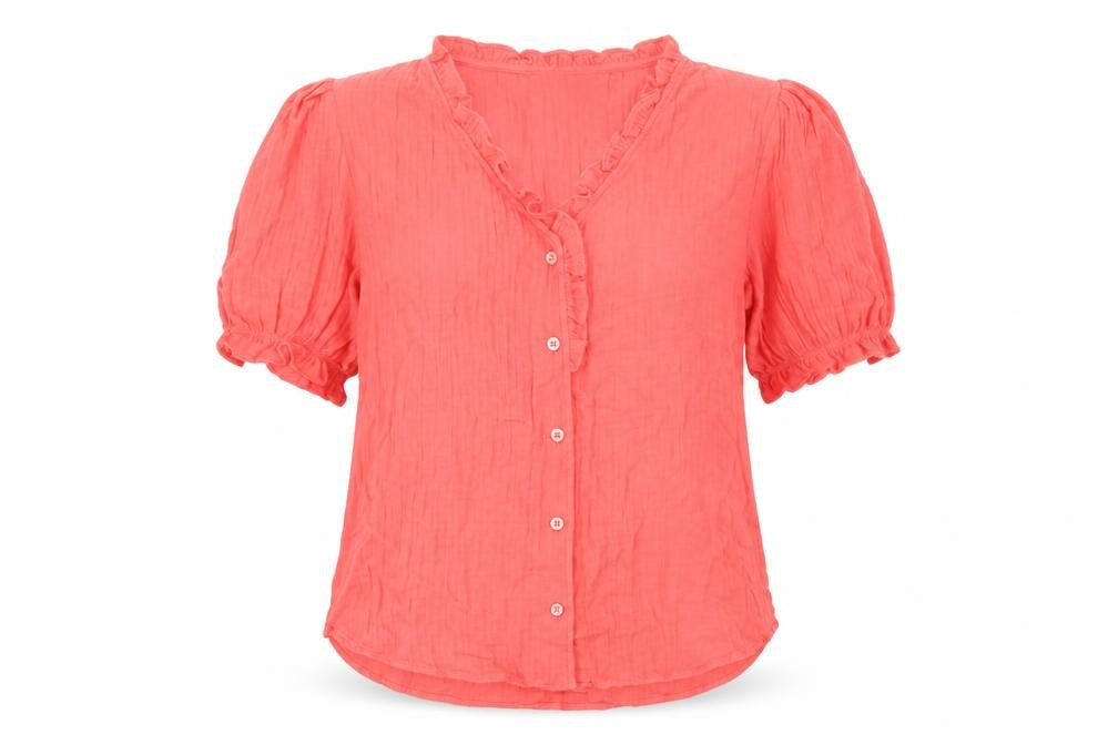 Per Una Womens Orange Cotton Basic Button-Up Size 6 V-Neck