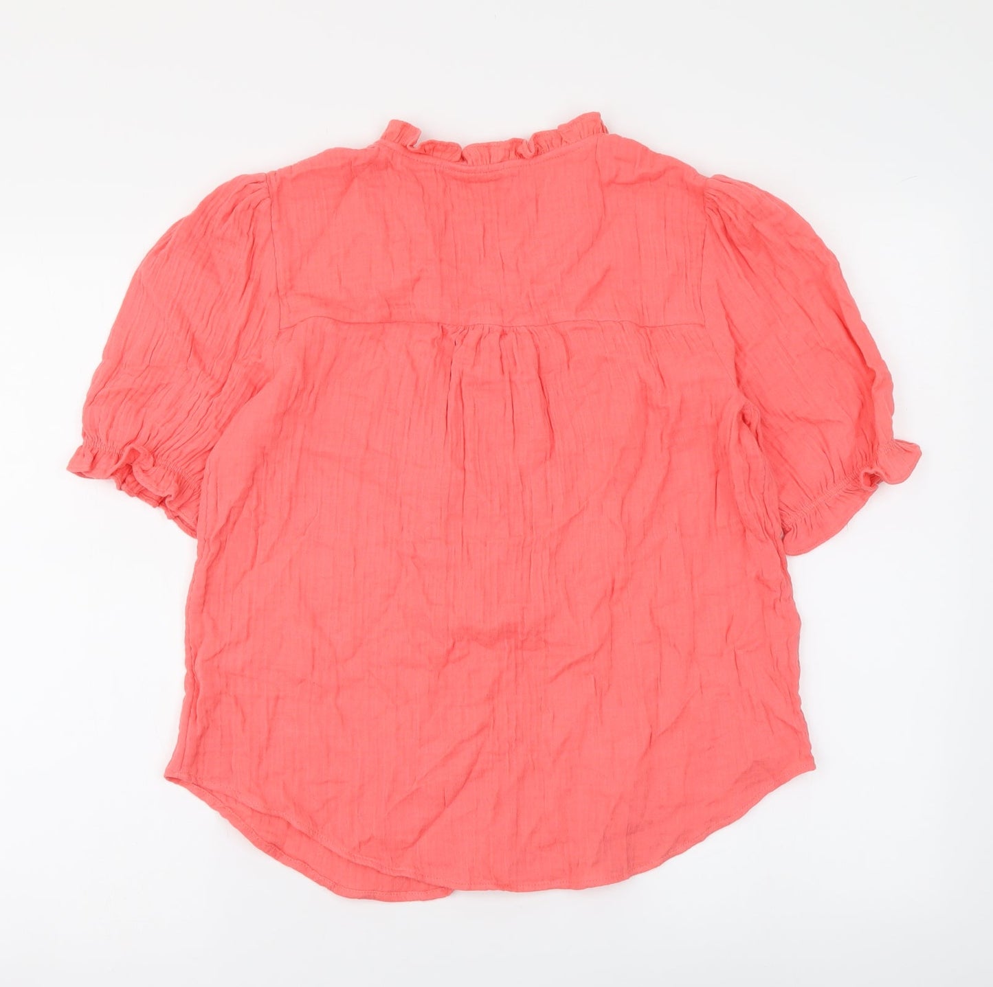Per Una Womens Orange Cotton Basic Button-Up Size 6 V-Neck