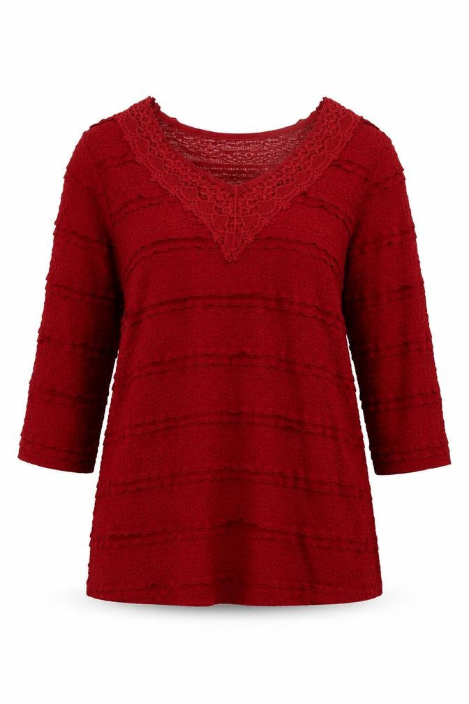 Per Una Womens Red Polyester Basic Blouse Size M V-Neck