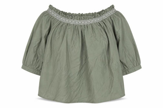 Marks and Spencer Womens Green Cotton Basic Blouse Size 14 Square Neck