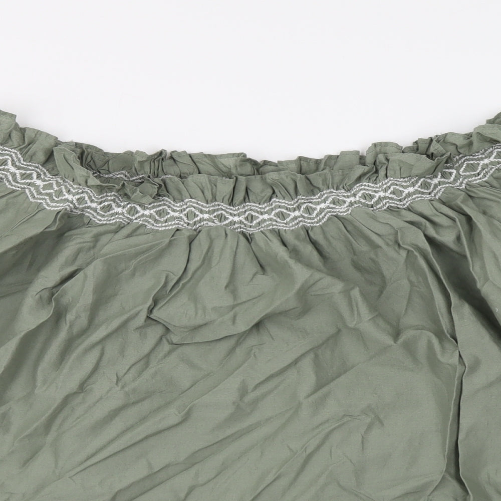 Marks and Spencer Womens Green Cotton Basic Blouse Size 14 Square Neck