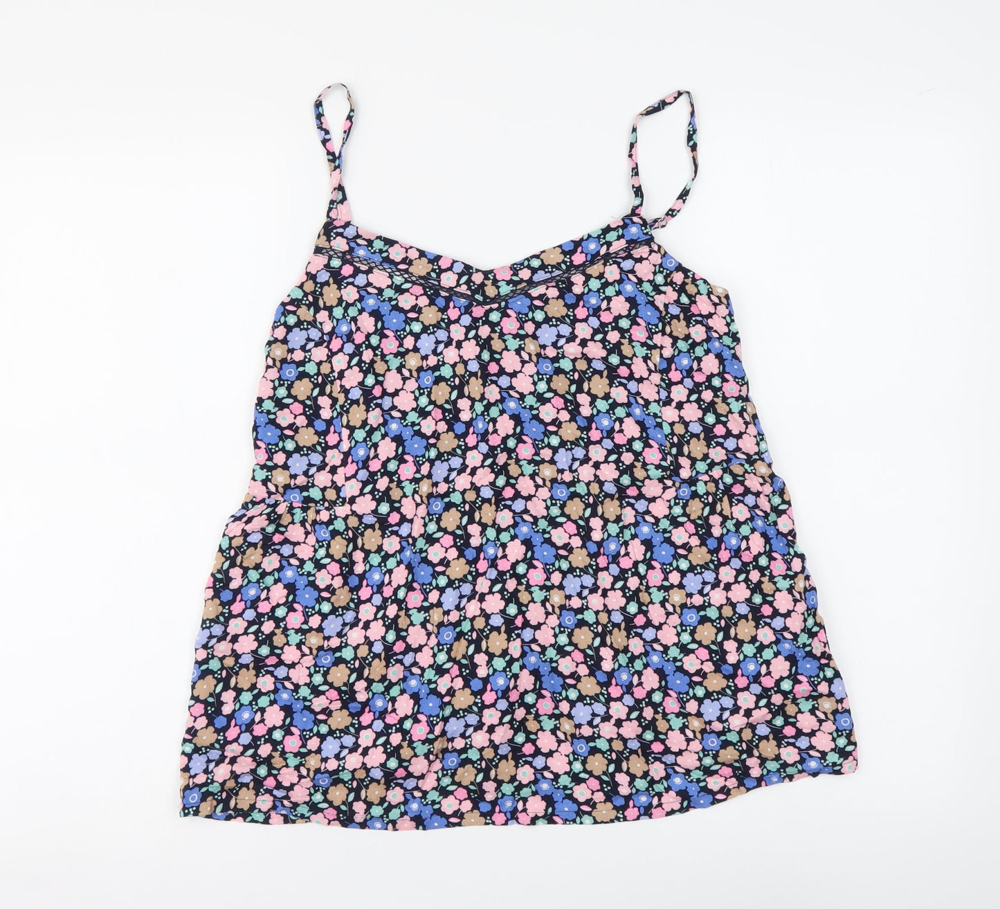 Marks and Spencer Womens Multicoloured Geometric Viscose Basic Tank Size 10 V-Neck