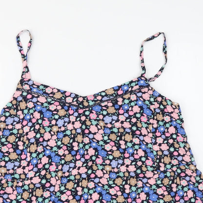 Marks & Spencer Womens Multicoloured Geometric Viscose Basic Tank Size 10 V-Neck