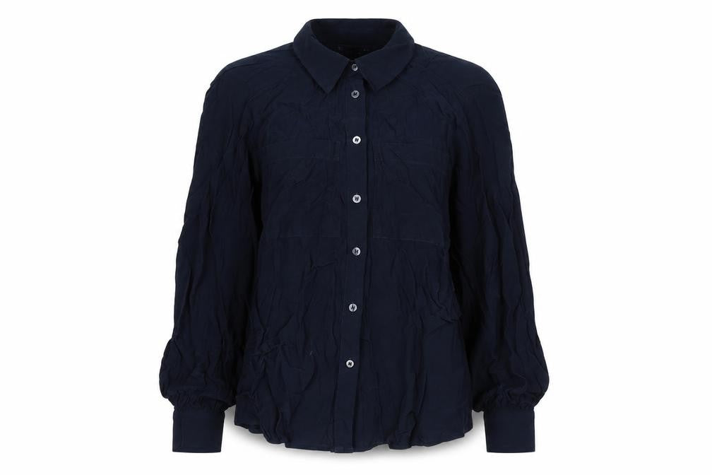 Marks & Spencer Womens Blue Viscose Basic Button-Up Size 6 Collared