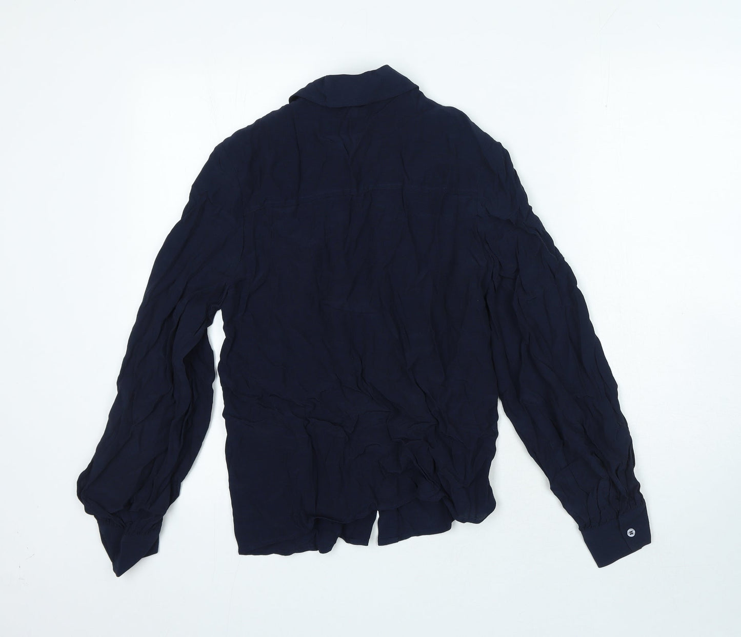 Marks and Spencer Womens Blue Viscose Basic Button-Up Size 6 Collared