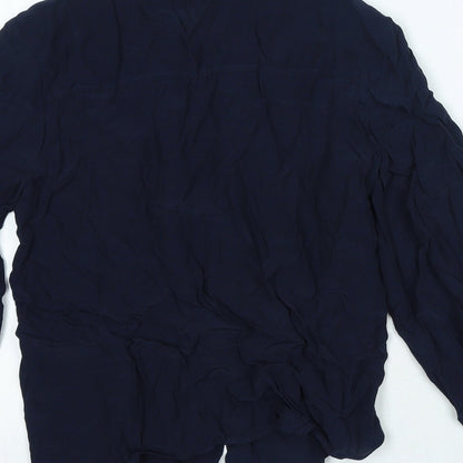 Marks & Spencer Womens Blue Viscose Basic Button-Up Size 6 Collared