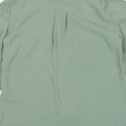 Marks & Spencer Womens Green Polyester Basic Button-Up Size 6 Collared