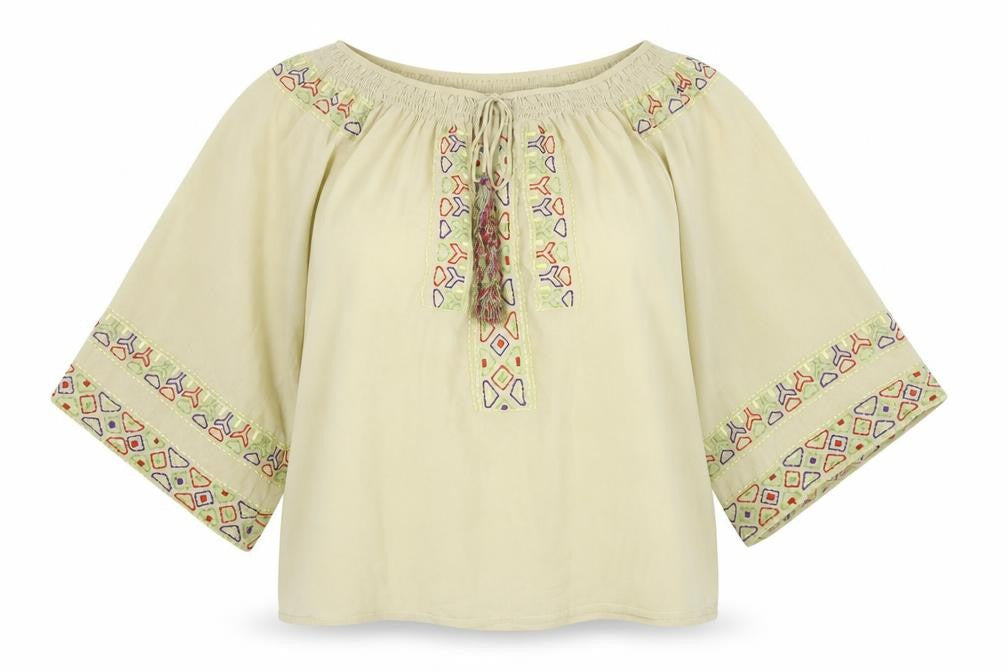 Kas New York Womens Beige Geometric Polyester Basic Blouse Size L Boat Neck