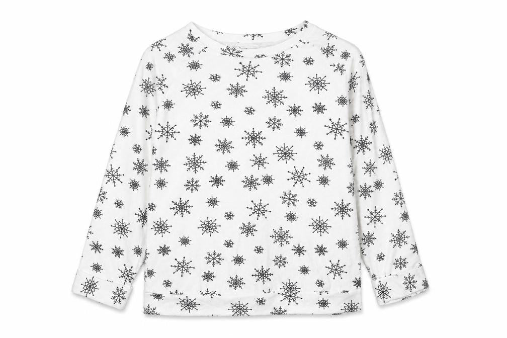 TU Womens White Round Neck Geometric Polyester Pullover Jumper Size 12 - Snowflakes